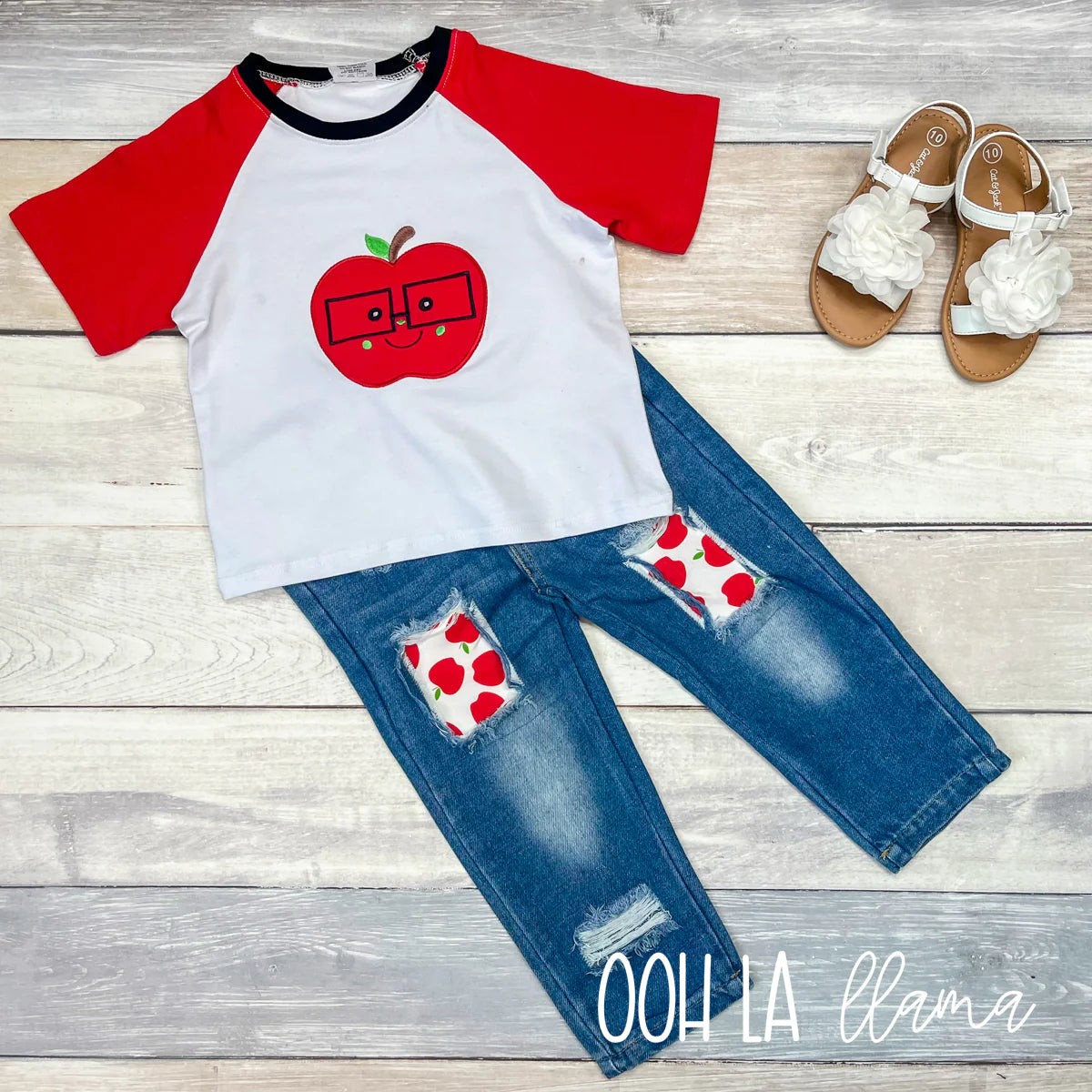 Apple Patch Kids Denim Pant Set