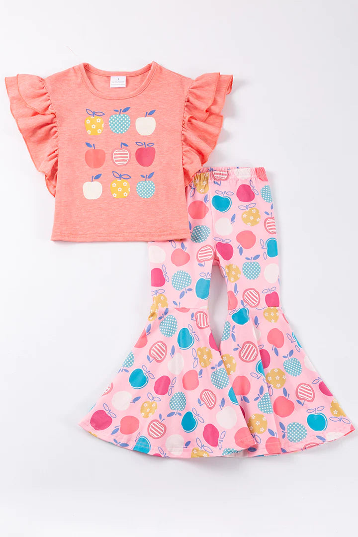 Pink Apple Ruffle 2-Piece Set