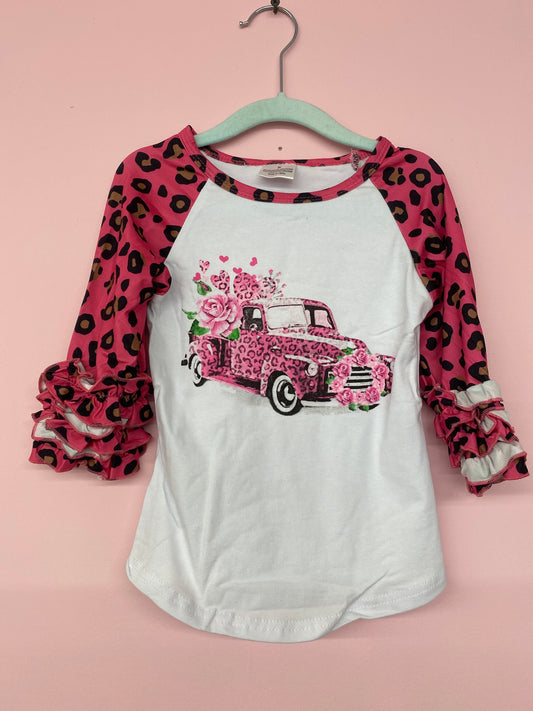 Pink Cheetah Truck Long Sleeve Shirt