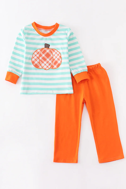 Blue Stripes Pumpkin Two Piece Set