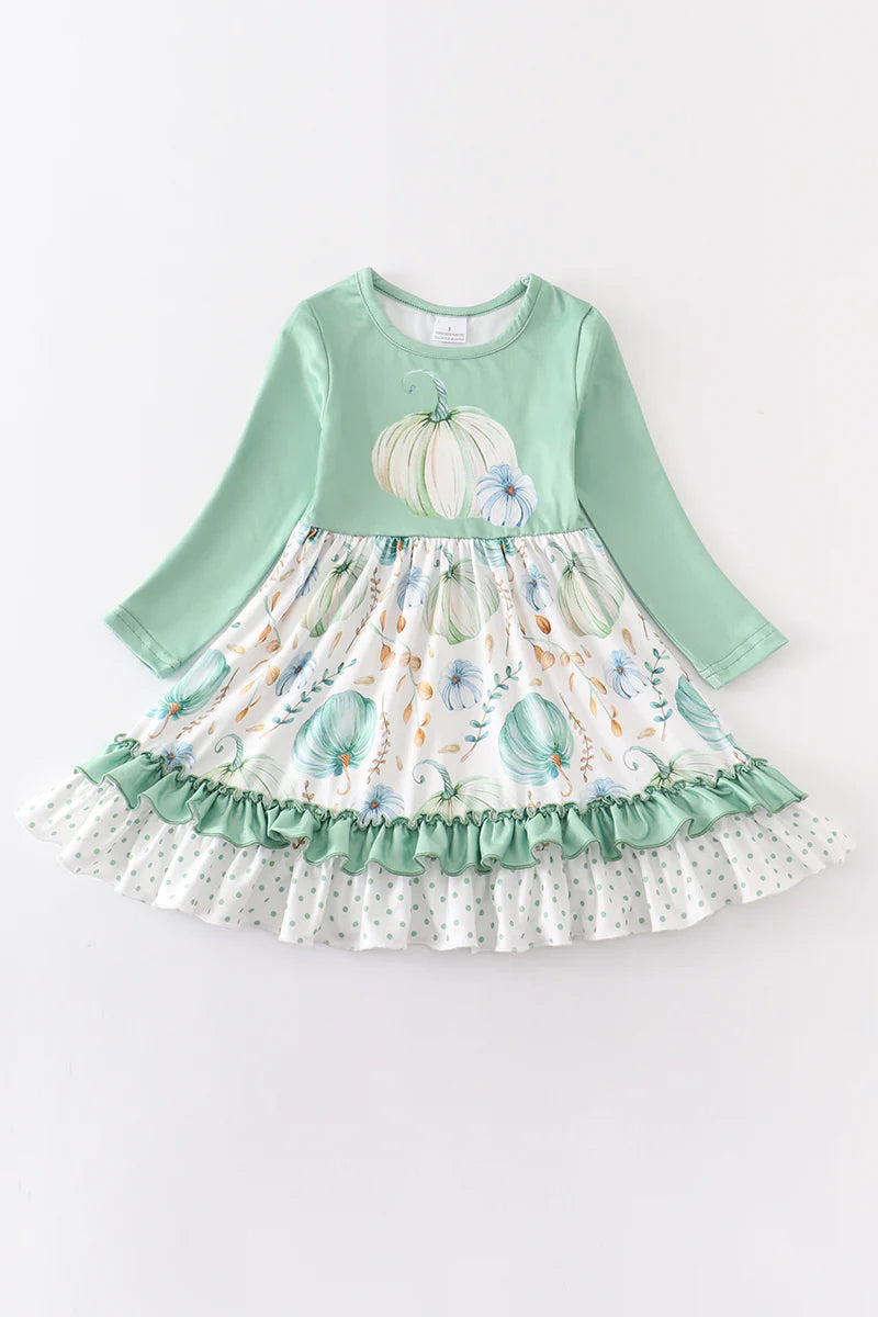 Green Pumpkin Ruffle Dress