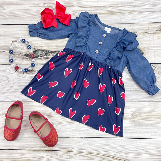 Okie and Lou - Denim Heart Dress