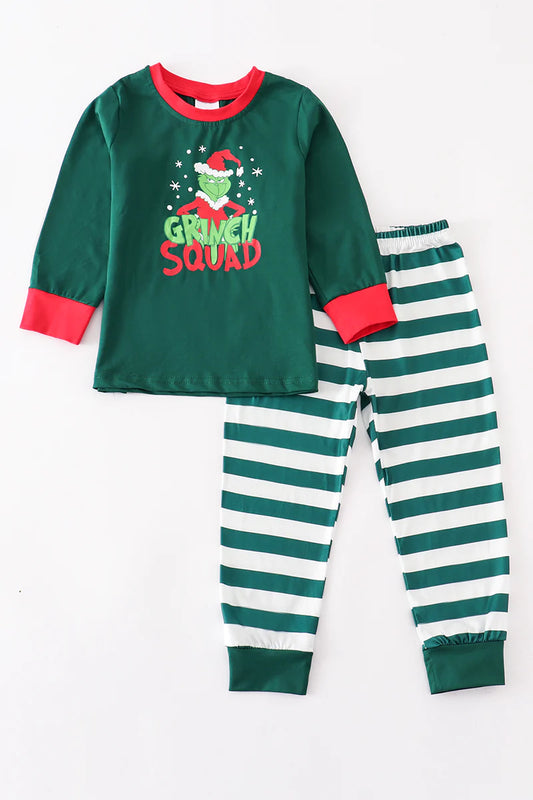 Green Grinch Squad Striped Pajama 2-Piece