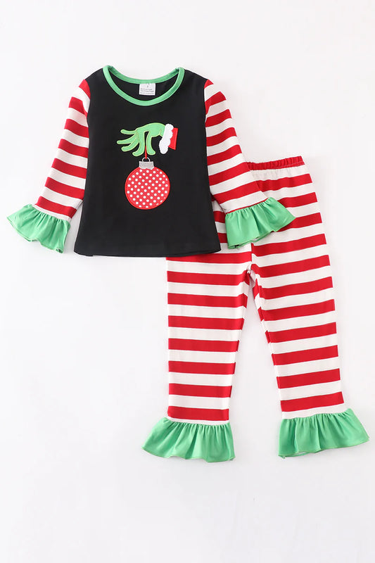 Black Grinch Striped Pajama 2-Piece