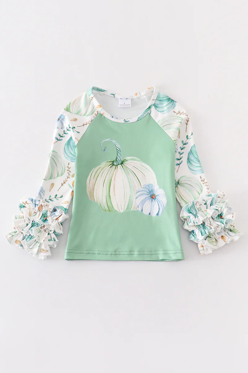 Green Pumpkin Ruffle Top